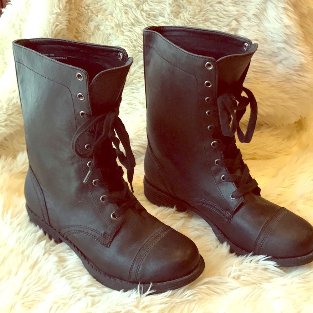 Madden Girl black combat boots